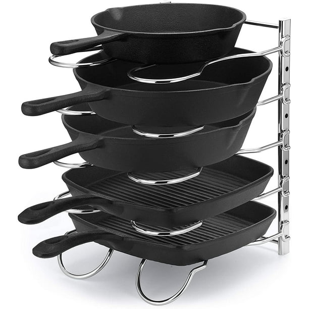 CAXXA Heavy Duty Pan Rack, Pot Lid Rack, Kitchen Pantry Cookware Organizer Rack Holder