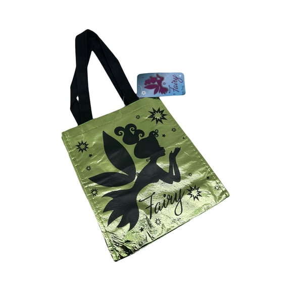 2 Pcs Semi-clear Green Tinkerbell Gift Bag - Fairy Tinker Bell Reusable PVC Bag With Handle