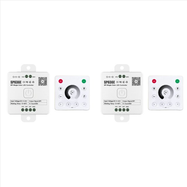 2X Controlador Monocromático SPI DC5-24v And-SP636E con Soporte para Control Remoto And-RC1 Control Remoto Táctil 2.4G