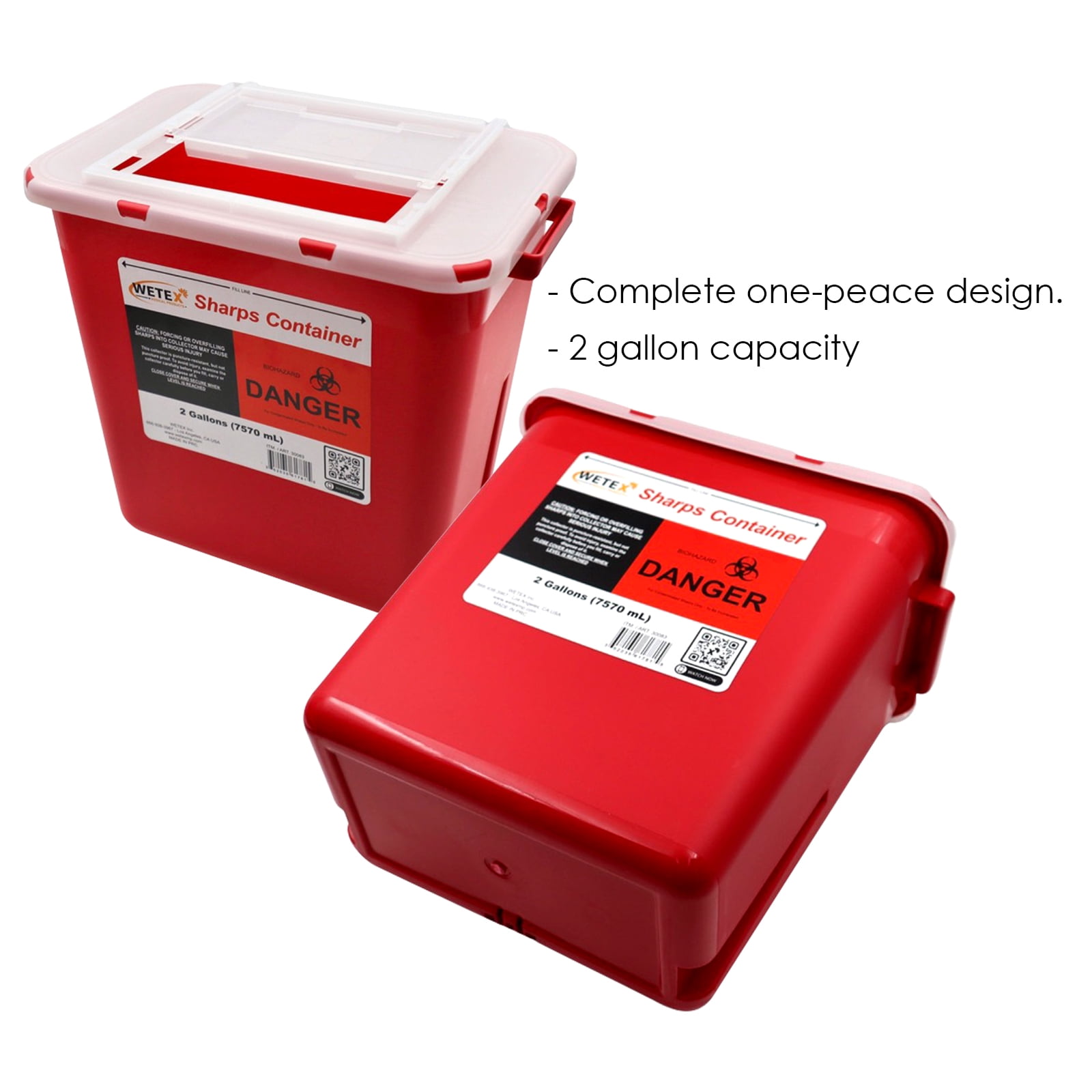 Wetex 24pcs Sharps Container Biohazard Multiple-Use Needle Disposable - Puncture Resistant