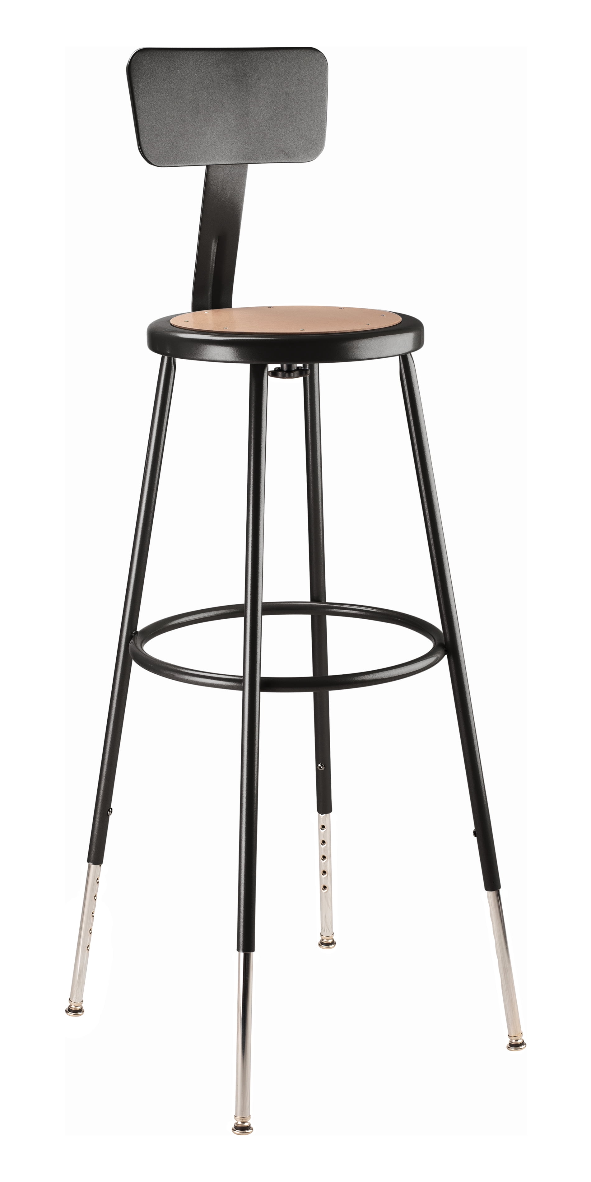 (Pack of 2) NPS 32 -39" Height Adjustable Heavy Duty Steel Stool With Backrest, Black