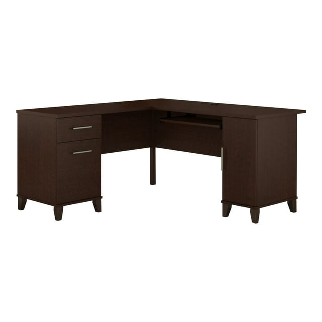 Bush Furniture Somerset L Shaped Desk with Storage, 60W, Mocha Cherry