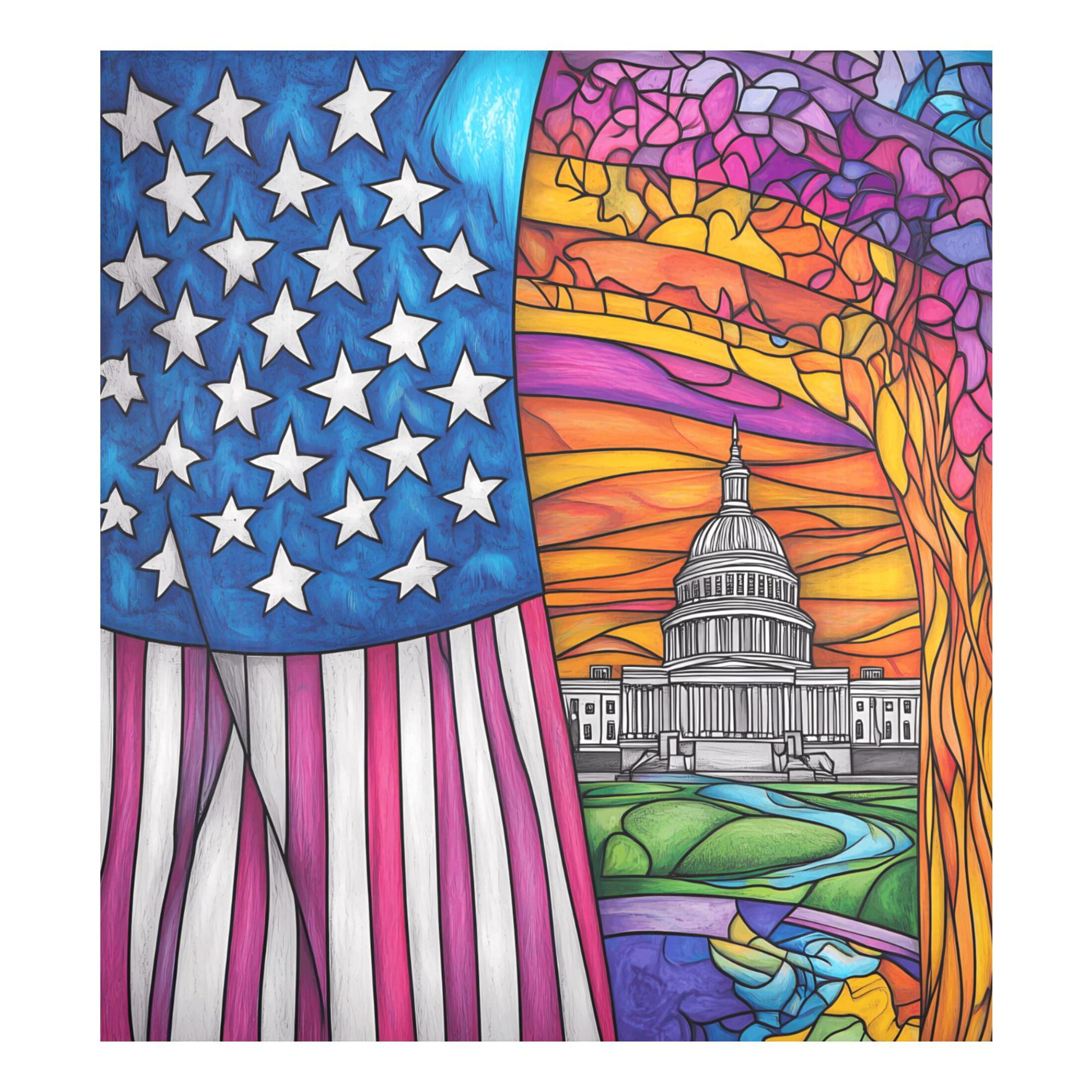 Haosy Dishwasher Magnet Cover Magnetic Fridge Door Cover Home Kitchen Decor American Flag and White House 23"x 26"
