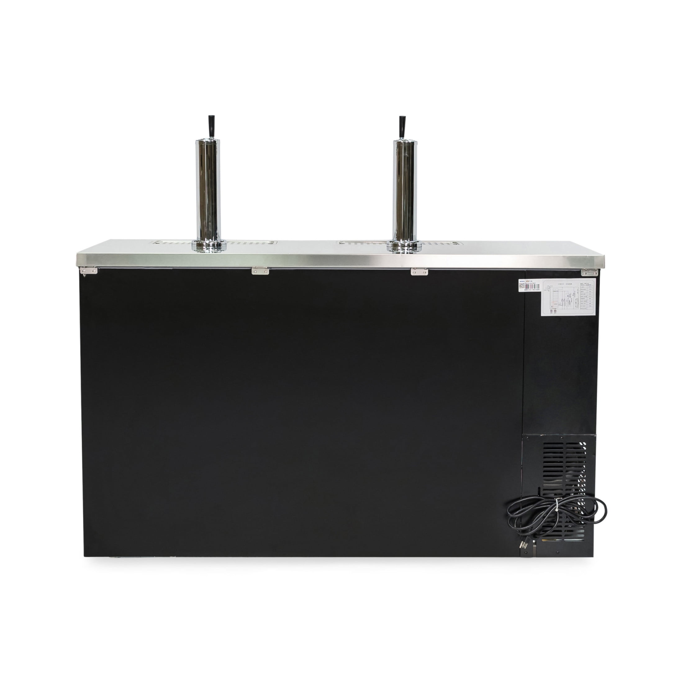61 in. 16 cu. ft. 2 Door Direct Draw Beer kegerator Dispenser with Double Tap in Black