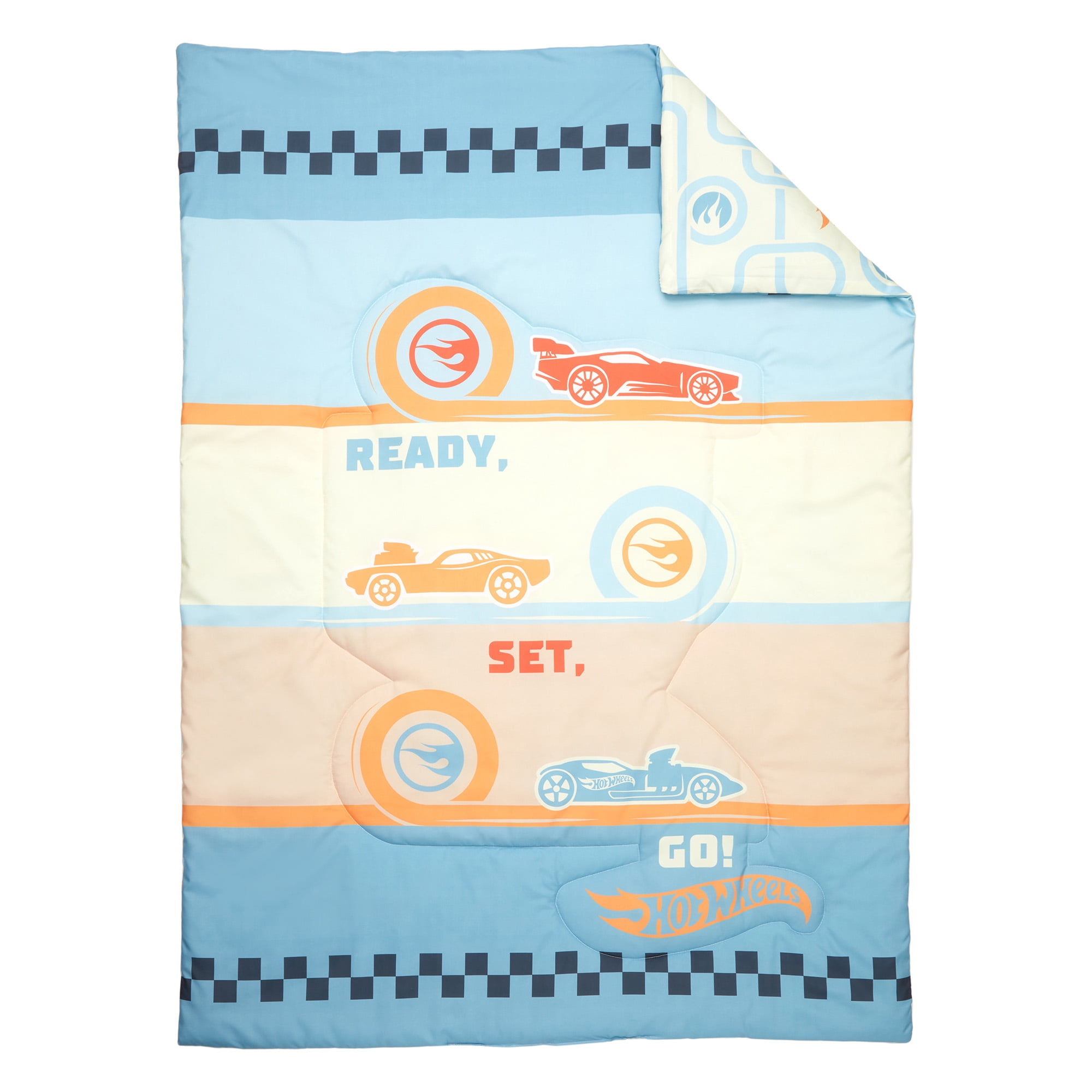 Hot Wheels Toddler Bedding, 5Pc Set, Comforter, Sheet, Pillowcase, Throw, Pillow