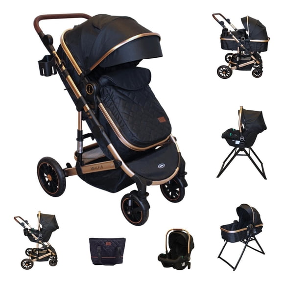 Carriola 6 En 1 | Base Mecedora | Autoasiento | Amalfi Ibaby negro