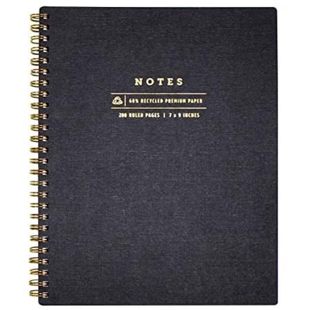 Greenroom Lined Spiral Notes Journal Lined 7" x 9" Hardcover 200 Sheets (Navy Blue)