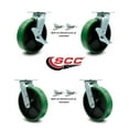 thumbnail image 2 of 8 Inch Green Poly on Steel Caster Set with Ball Bearings 4 Swivel Lock 2 Brake, 2 of 2