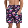 thumbnail image 2 of Uemuo cartoon Skull rainbow space Pattern Men's Swim Trunks Hawaiian Beach Bathing Suit Swimsuits Beach Quick-Dry Shorts with Pockets-Medium, 2 of 9