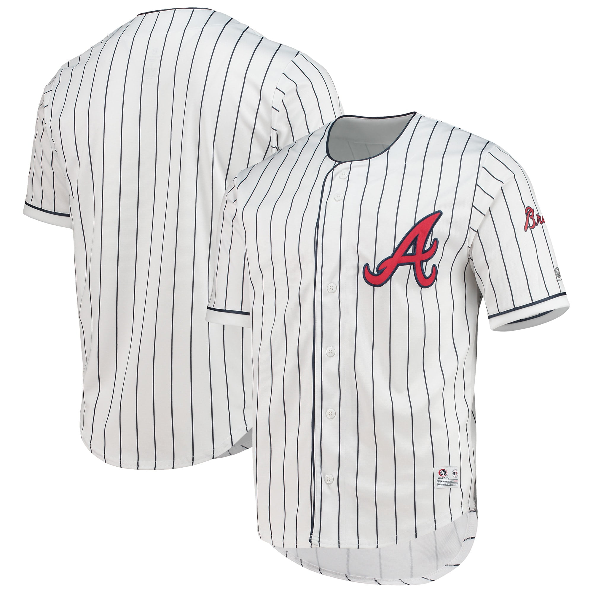Men's TrueFan White/Navy Atlanta Braves Pinstripe Jersey