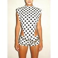 thumbnail image 2 of Argulvti Justaucorps Sans Manches Noir pour Femmes Couleur Unie Taille Haute Col Rond Lingerie, 2 of 3