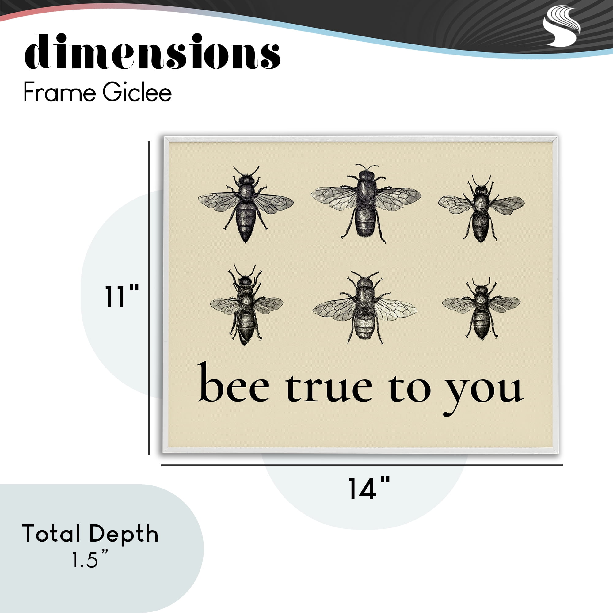Bee True To You Inspiration White Framed Giclee Art, design by Lettered and Lined