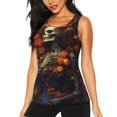 thumbnail image 1 of Balery Vintage Floral Skull Camiseta sin mangas estampada ligera para mujer, tops de entrenamiento sin mangas, camisetas de yoga transpirables de secado rápido.-XX-Large, 1 of 7