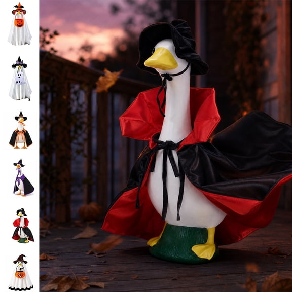 AOMXGD Halloween Porch Geese Clothes,23 Inch Witch Hat & Dress Halloween Porch Goose Clothes For Porch Lawn Goose Statue Seasonal Yard Styling