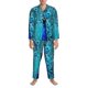 thumbnail image 3 of Fotbe Beautiful Blue Peacock Pijama de Hombre con Estampado de Manga Larga, Conjunto de 2 Piezas, Ropa de Dormir Suave y Cómoda con Bolsillos-Medium, 3 of 7
