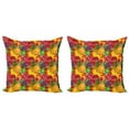 thumbnail image 1 of Ambesonne Colorful Throw Pillow Cover 2 Pack, Tropical Fresh Fruits, 16", Multicolor, 1 of 2