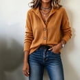 thumbnail image 5 of Endives Womens Cardigan Sweaters Solid Color Stand Collar Long Sleeve Cardigan Sweater Loose Fit Versatile Trendy Casual Button Down Cardigan Sweaters for Women Orange M, 5 of 7