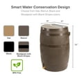 thumbnail image 4 of RTS Home Accents Polyethylene 50 Gallon Flat Back Brass Spigot Rain Barrel, Walnut Color, 4 of 8