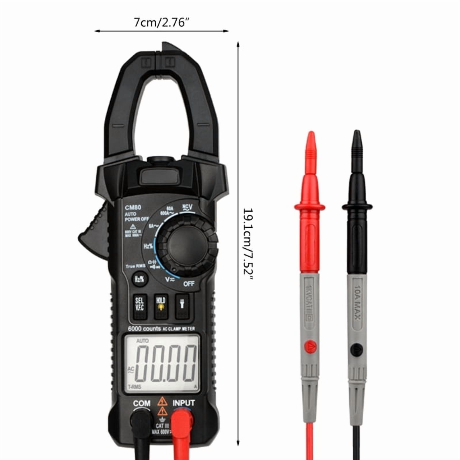 Digital Clamp Meter Multimeter AC Current & AC/for DC Voltage Tester with Amp Volt Ohm Duty Ratio Diode Resistance & Hz