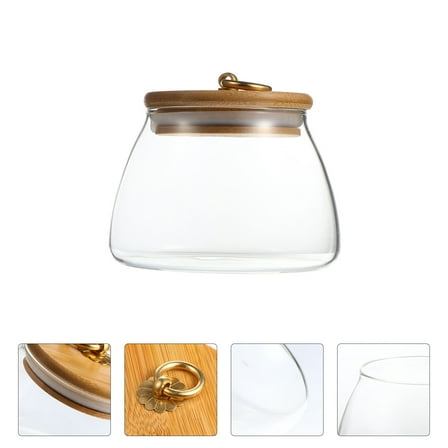 Worgeous Transparent Glass Storage Jar with Sealed Cover for Kitchen 1pc 500ML