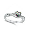 thumbnail image 4 of CHOOSE YOUR COLOR Multi-color CZ Heart Ring .925 Sterling Silver Band Black Female Size 4, 4 of 4