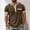 Brown, variant on Men's Solid Color Blocked Short Sleeve Pullover Shirt for Sports and Fitness
