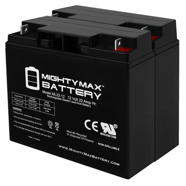 12V 22AH SLA Battery Remplacement pour Kung Long WP20-12E - Lot de 2