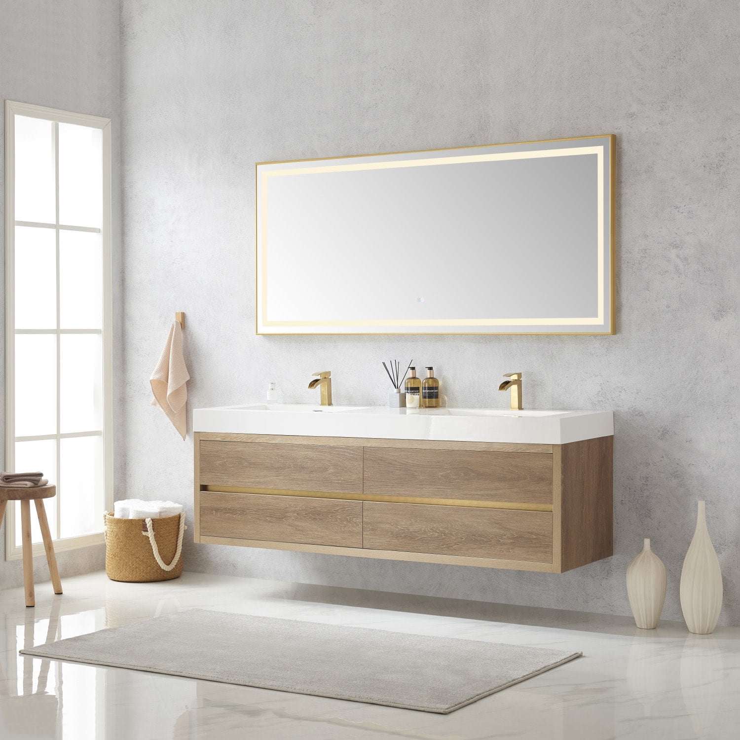 Miseno Mv703172 Palencia 72" Free Standing Double Basin Vanity Set - North Carolina Oak