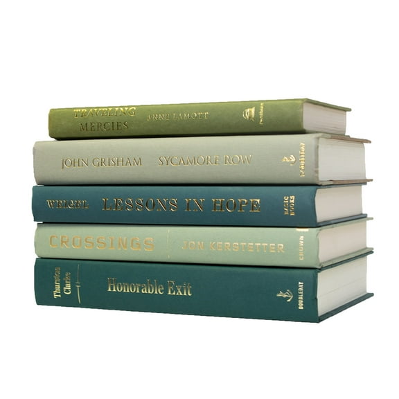 Pen & Willow Green Decorative Books - Real, shelf-ready book stacks for bookshelves, coffee tables, or end tables. For home or office decor, weddings, or staging decor.
