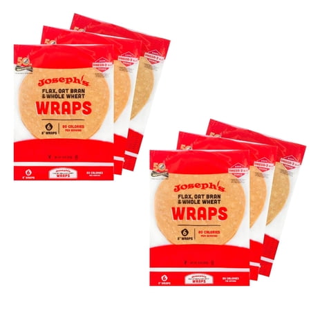 Low Carb Wrap Value 6-Pack, Flax, Oat Bran and Whole Wheat, 8g Carbs Per Serving, Baked (6 Per Pack, 36 Wraps Total)