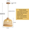 thumbnail image 4 of Arturesthome Rattan Woven Pendant Fixture Handmade Bamboo Hanging Ceiling Lamp Crafts Lampshade Natural Wicker Basket Chandelier for Living Room Bedroom Kitchen, 4 of 19
