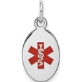 thumbnail image 1 of 14K White Gold Red Enamel Medical Jewelry Pendant (21 X 9.5) Made In United States xm450, 1 of 5