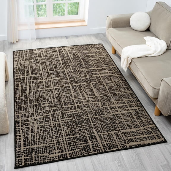 LUXE WEAVERS Rustic Textured Black 8x10 Area Rug, Farmhouse Carpet