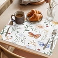 thumbnail image 3 of Spring Floral Placemats Set of 4, Rustic Butterfly Flower Country Plant Botanical Non-Slip Place Mats Washable Table Mats for Kitchen Dining Table Decorations Indoor/Outdoor, 3 of 9