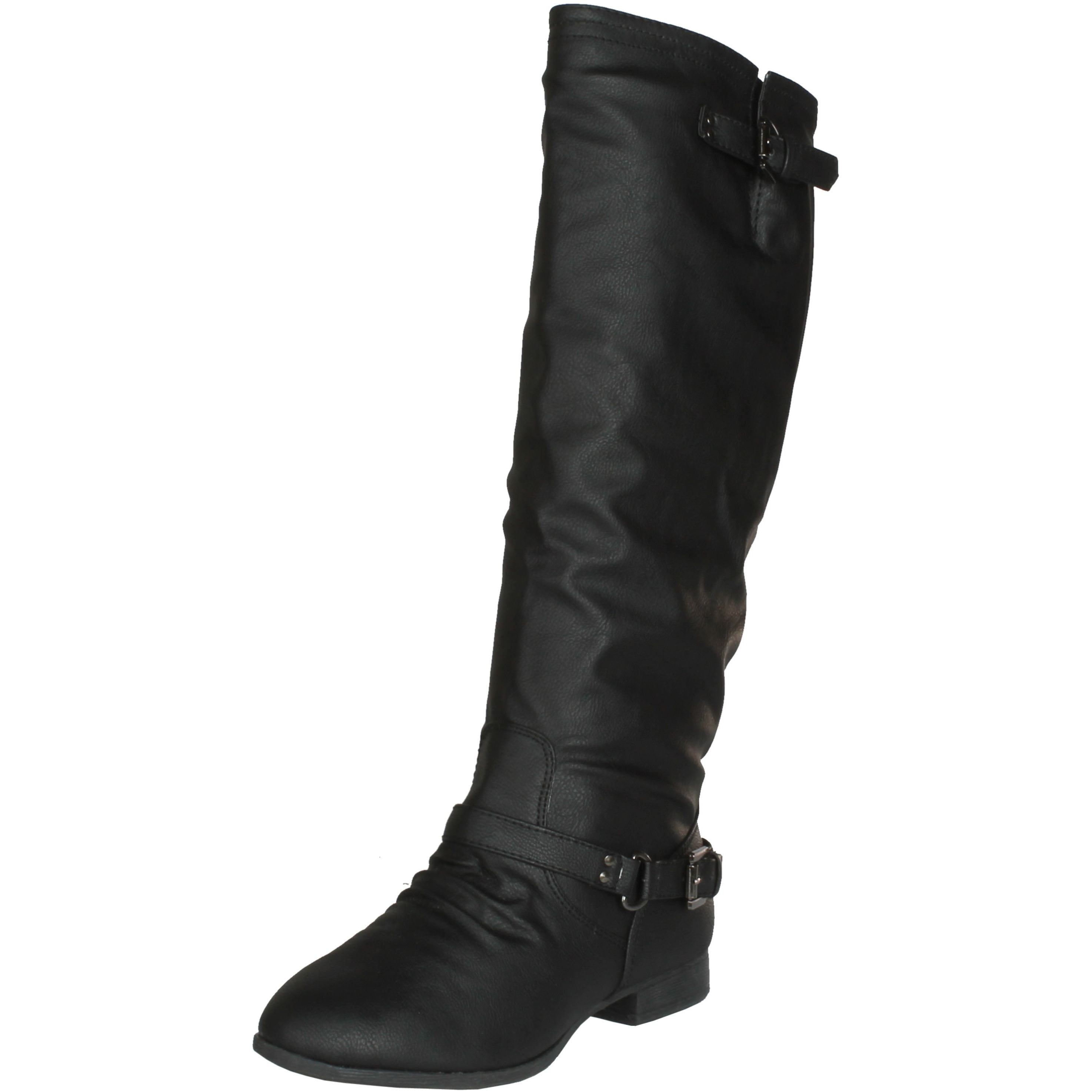 Cambridge Select Womens Slouchy Fold-Over Cuff Thigh-High Over The Knee Low Heel Boot