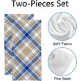 thumbnail image 2 of Soft Hand Fingertip Towels, 2 Pcs Face Bath Towels Blue Gold Tartan Pattern Absorbent Washcloths for Bathroom Hotel Kitchen, 30"x15", 2 of 6