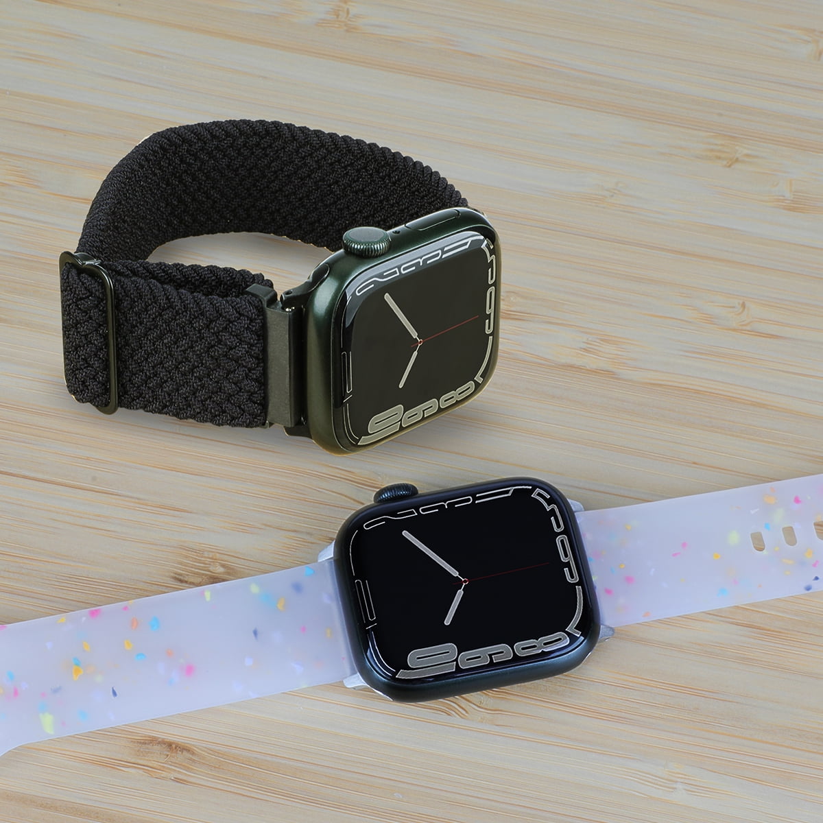 Onn Universal Watch Bands - Black Woven & Clear Silicone for Apple, Samsung Galaxy & Garmin