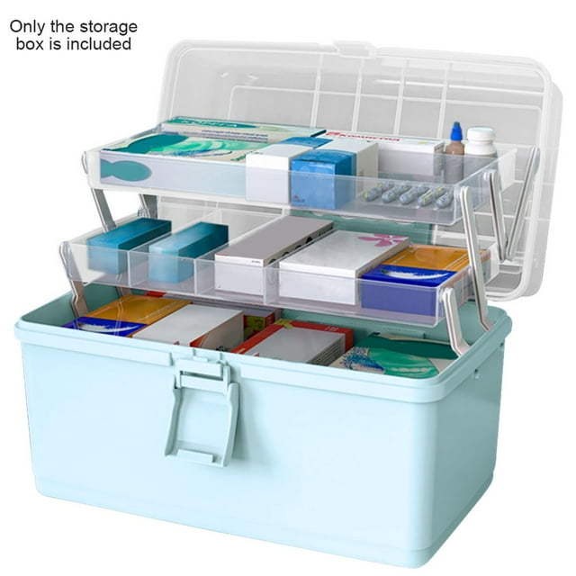 MesaSe Pill Storage Box 3-Layer Large Capacity Home Cosmetics Case Plastic Sundries Organizer Ordinary Style Pink