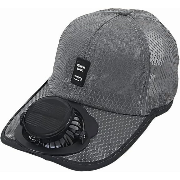 Mens Baseball Cap with Solar Fan – UV Protection Wide Brim Mesh Cap, Solar & USB Powered for Outdoor, Heat Relief
