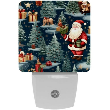 

Christmas LED Square Night Light - Small and Bright Square-shaped LED Night Light for Bedroom Bathroom and Hallway - Compact Plug-in Nightlight with Auto on/Off Sensor