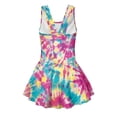 thumbnail image 5 of COEQINE Girls One Piece Swimsuit with Skirt Sleeveless Cute Skirted Bathing Suit Hawaiian Swimwear for Kids 3-4 Years, Summer Swim Dress for Water Play, Pink Yellow Teal Tie-dye, 5 of 8