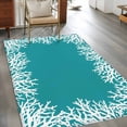 thumbnail image 3 of Sea White Coral Washable Area Rugs 3'x5', Marine Green Background Modern Art Low Pile Throw Living Room Rug Non-Slip Sturdy Edge Binding Carpet for Indoor Entryway Bedside Kitchen, 3 of 9