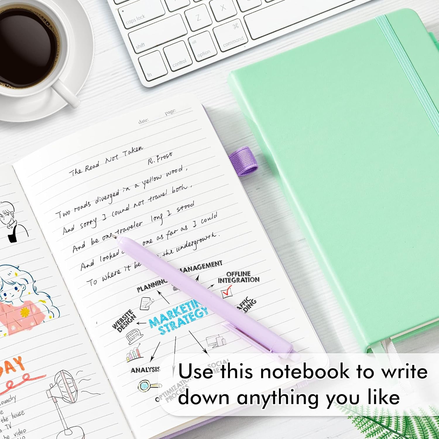 Feela 5 Pack Notebooks Journals Bulk, Hardcover Classic Ruled Lined Journals with Pen Holder for Business, with 5 Black Pens, 120 GSM, 5.1”x8.3”, A5, Pastel Colors
