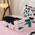thumbnail image 5 of Manfei Cartoon Bear Zipper Full Size Comforter Sets with Fitted Sheet and 2 Pillowcases, Woodland Jungle Tree Zipper Bedding Set, Pink Green, Pink Reversible, 4-Piece, 5 of 7
