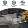 thumbnail image 4 of 5-Piece Glass Dining Table Set, 63" Rectangular Tempered Glass Top, X-Shaped Base, Velvet Cushioned Stainless Steel Frame Dining Chairs, for Living Room, Kitchen, 4 of 6