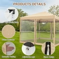 thumbnail image 4 of 10x10ft Easy Pop-Up Canopy, Pop Up Commercial Pop-Up Gazebo Tent, Waterproof Outdoor Screen Tent with Mesh Mosquito Netting Side Walls for Parties, Camping, Garden, Outdoor，Beige, 4 of 6