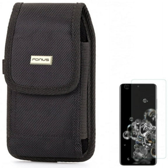 Case Belt Clip w Screen Protector for Samsung Galaxy S20 Ultra - Swivel Holster Rugged Cover, Tempered Glass [Fingerprint Unlock] 3D Curved Edge Full Cover V2W fits Samsung Galaxy S20 Ultra