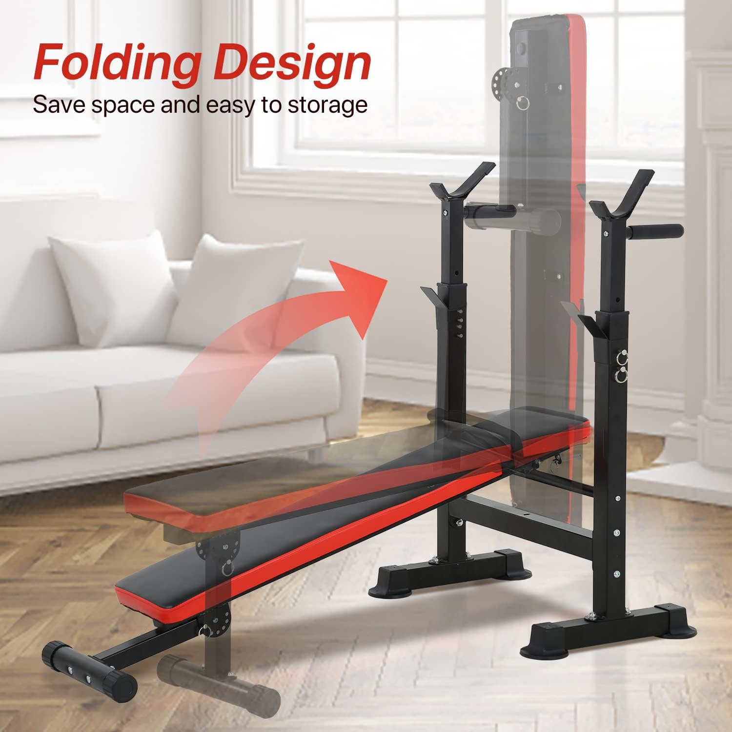 Dkelincs Folding Bench Press Workout Set Adjustable Multi-Function ...