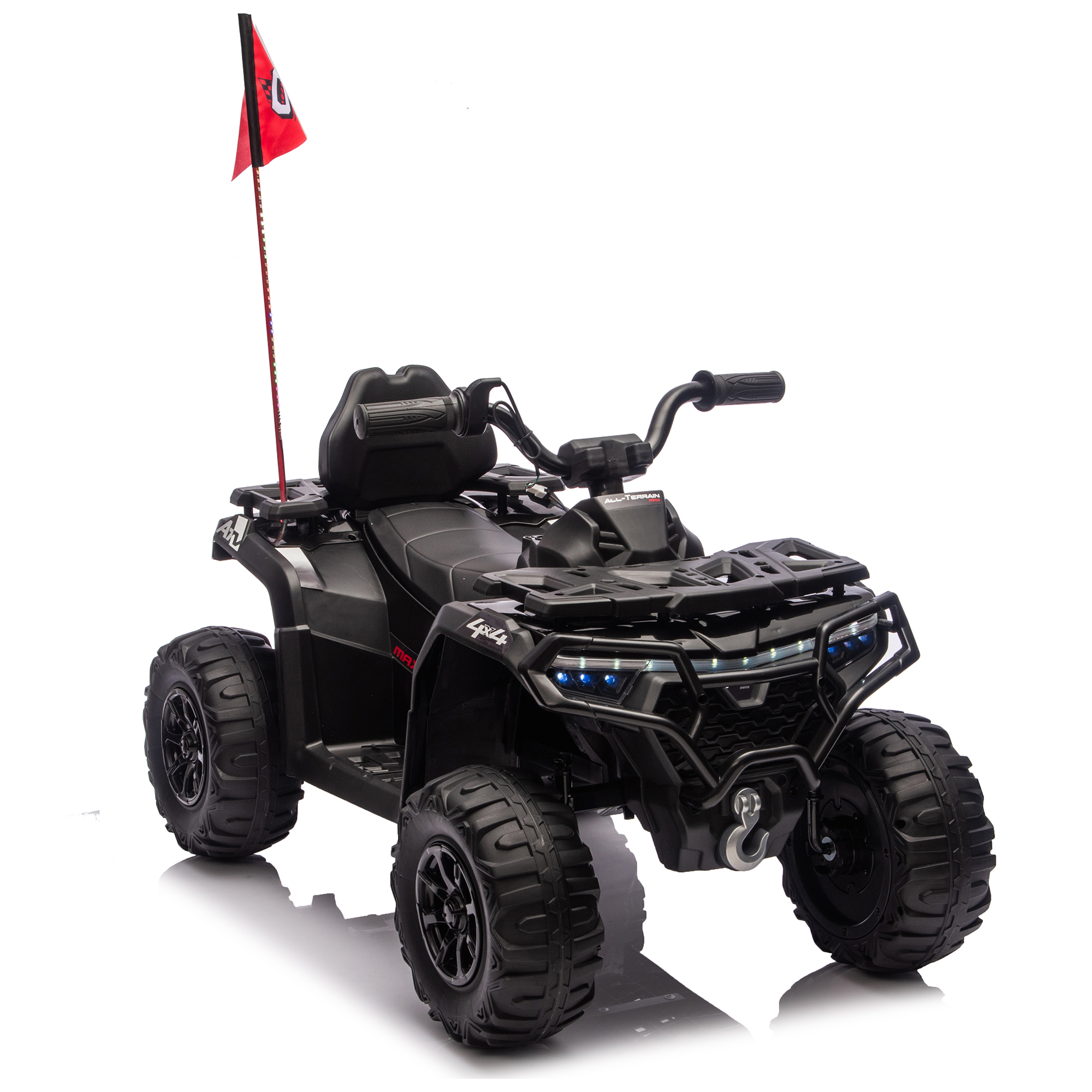 Ambifirner 24V Kids Ride On Toy, 4-Wheeler Quad ATV Play Car w/160W Motors, 3 Speed Setting, LED Lights, Music, 2 Seater Electric Off-Road Power Vehicle