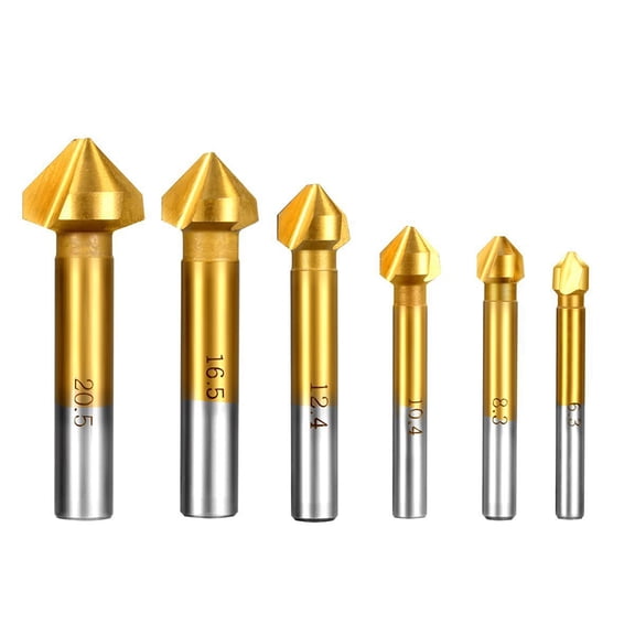 Raindrops 6Pcs Metal Chamfer Tool for Steel Featuring Golden Color for Professionals